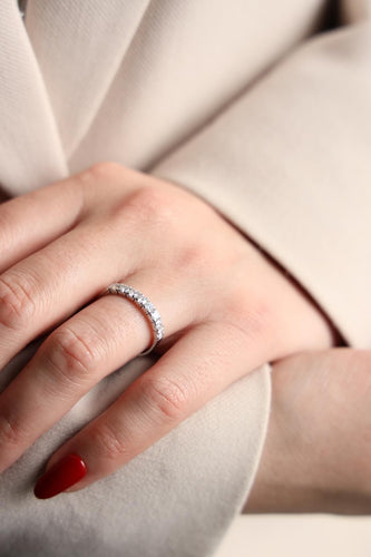 Bague 55.5 Bague Demi alliance Or blanc Diamant 58 Facettes 2090638CN