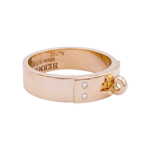 Bague 50 Bague Hermès, "Kelly", or rose, diamants. 58 Facettes 32789