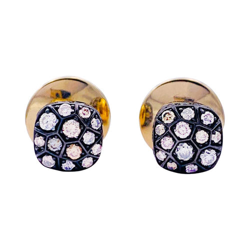 Boucles d'oreilles Puces Pomellato, "Nudo", deux ors, diamants bruns. 58 Facettes 33225