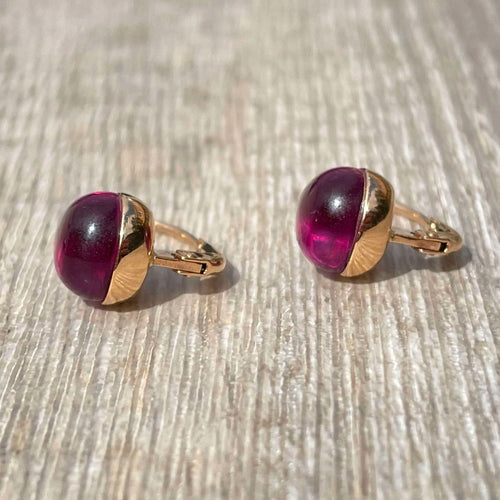 Boucles d'oreilles Dormeuses en or rose, tourmalines roses 58 Facettes 123