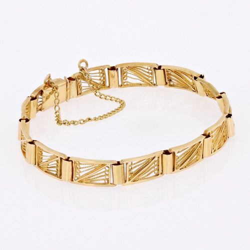 Bracelet Bracelet ancien or jaune maillons filigranés 58 Facettes 22-379A