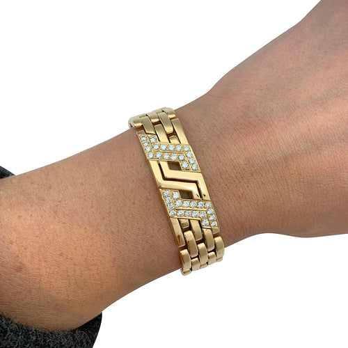 Bracelet Bracelet Cartier maille panthère en or jaune et diamants. 58 Facettes 31343