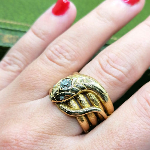 Bague Bague serpent or jaune diamants 58 Facettes 2716