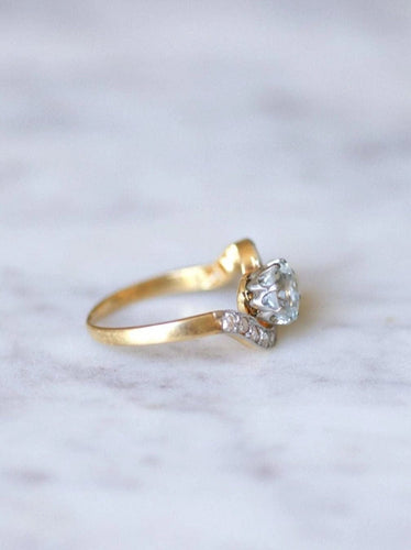 Bague toi et moi ancienne aigue-marine, perle, diamants 58 Facettes