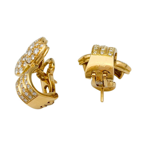 Boucles d'oreilles Boucles d'oreilles Cartier "Feuilles" or jaune et diamants. 58 Facettes 31697