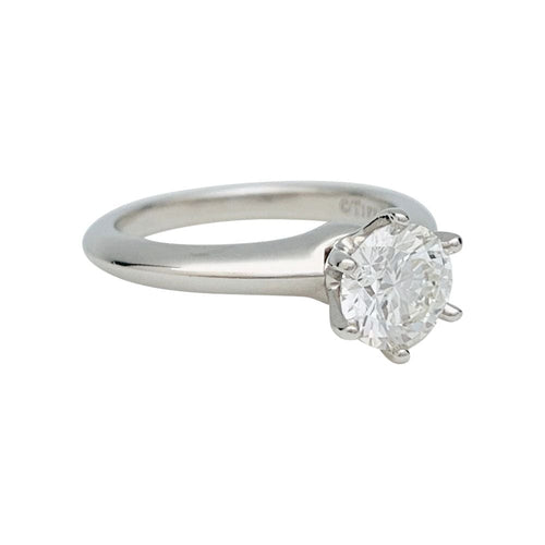Bague 49 Solitaire Tiffany & Co, "Setting", platine, diamant 1,01 carat. 58 Facettes 31201