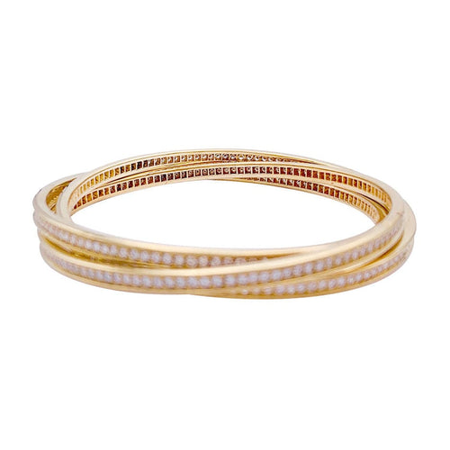 Bracelet Bracelet triple joncs or jaune, diamants. 58 Facettes 32735