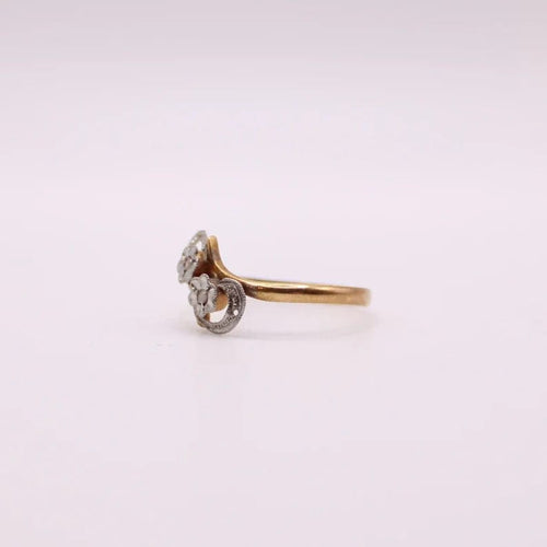 Bague Bague Art Déco Motif volutes Toi et Moi diamants taille rose 58 Facettes