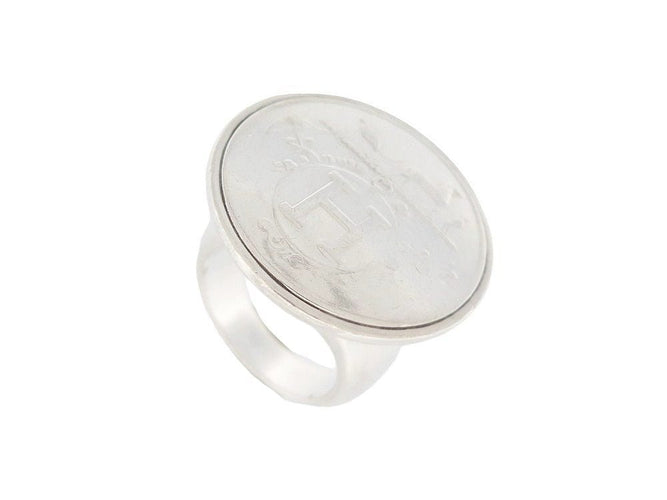 Bague 53 rare bague HERMES ex libris logo taille 53 en argent massif 925 29gr 58 Facettes 251496