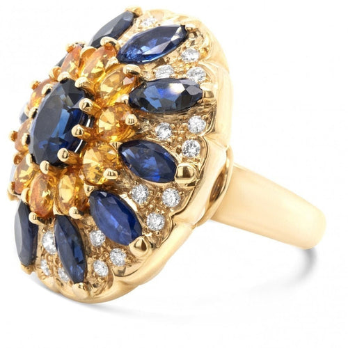 Bague Bague or jaune saphirs bleus diamants 58 Facettes 61100121