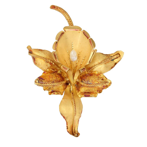 Broche Broche ancienne lys en or mat et perle 58 Facettes 22-152