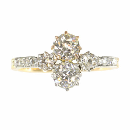 Bague 56 Charm Art Déco de Bague Vintage : platine, or jaune et diamants 58 Facettes 23360-0335