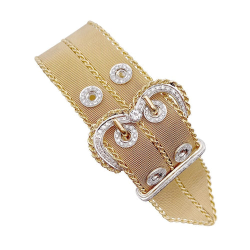 Bracelet Bracelet vintage "Ceinture", or rose et diamants. 58 Facettes 32557