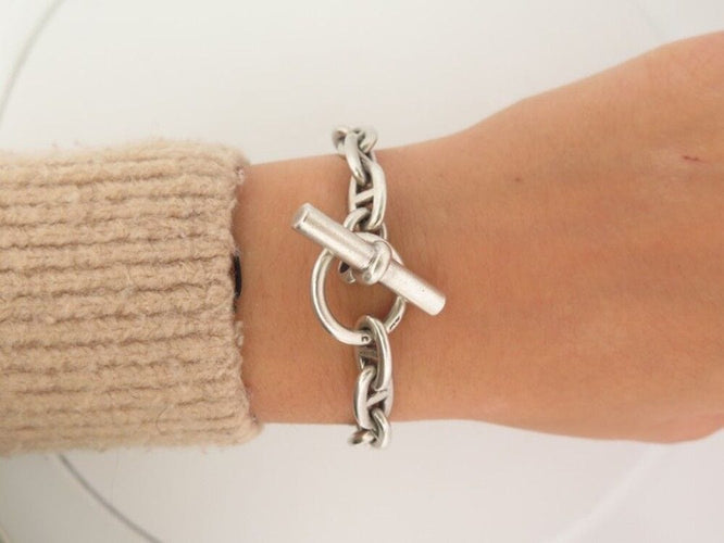 Bracelet bracelet HERMES chaine d'ancre mm 19cm 17 maillons argent 925 58 Facettes 257173