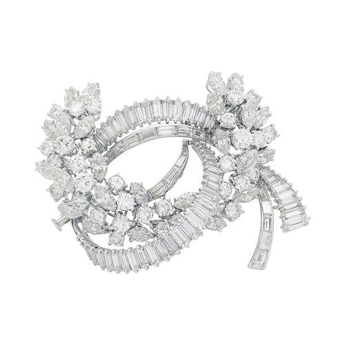 Broche Broche "Volute" en platine or blanc, diamants. 58 Facettes 31490
