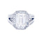 Bague 49 Bague diamant taille émeraude, entourage diamants baguettes, platine. 58 Facettes 32516