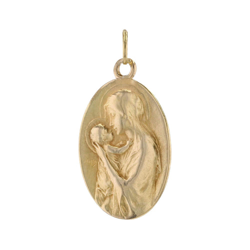 Pendentif Médaille or jaune Vierge à l'enfant signée Dropsy 58 Facettes CVP102