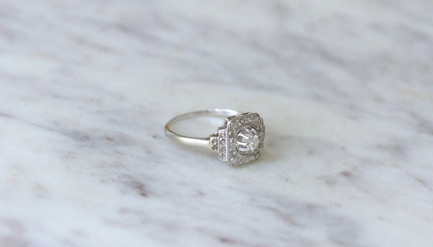 Bague Bague de fiançailles Art Deco, Diamants 58 Facettes