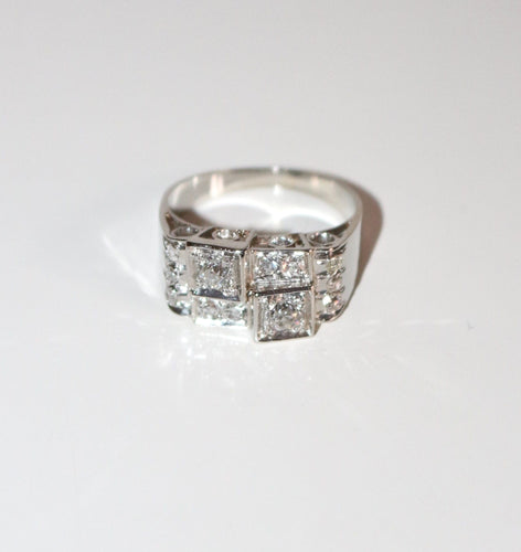 Bague 55 Bague Art Déco Platine Et Diamants 58 Facettes 551