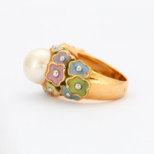 Bague 51 Bague Or Perle Fleurs 58 Facettes 002.199