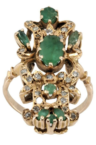 Bague BAGUE ORIENTALE ÉMERAUDES ET DIAMANTS 58 Facettes 047851