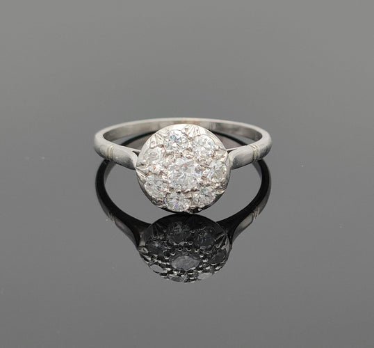 Bague 54 Bague Art Déco Platine Diamants 58 Facettes