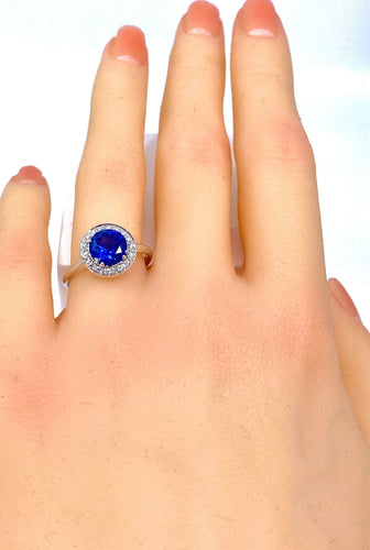 Bague 53 Bague Marguerite Or blanc Saphir et Diamants 58 Facettes AB222