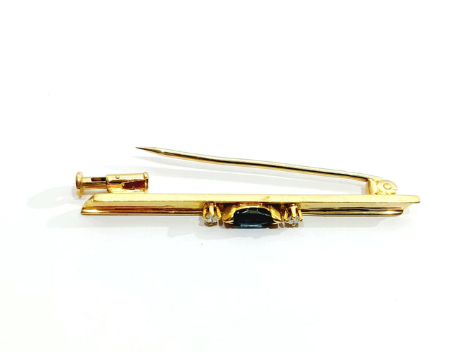 Broche Broche barrette Or jaune et blanc Saphir Diamants 58 Facettes 3213/1