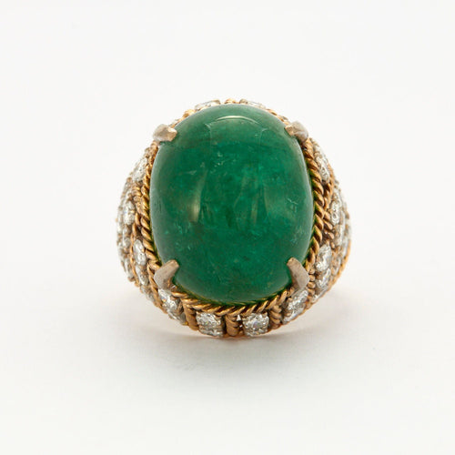 Bague 56 Bague Emeraude cabochon diamants 58 Facettes