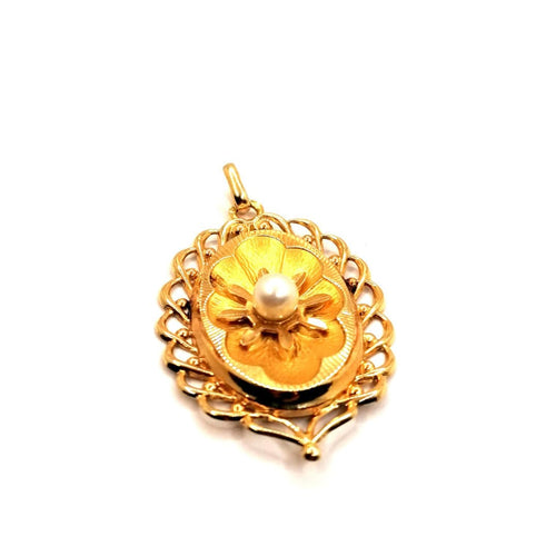 Pendentif PENDENTIF VINTAGE OR JAUNE PERLE FINE 58 Facettes 3873
