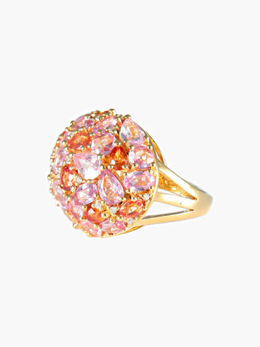 Bague 52 Bague Boule Saphirs roses, Citrines miel et Diamants 58 Facettes