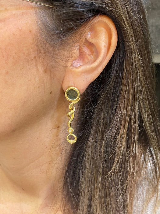 Boucles d'oreilles Boucles d’oreilles anciennes Or jaune Pièces antiques Diamants 58 Facettes