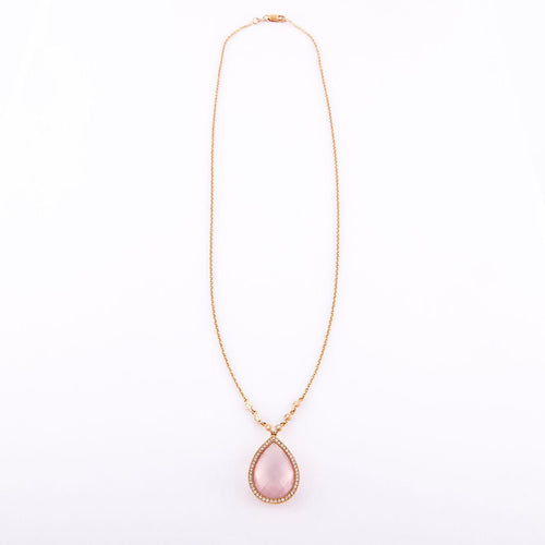 Collier Collier Pendentif quartz rose, diamants 58 Facettes