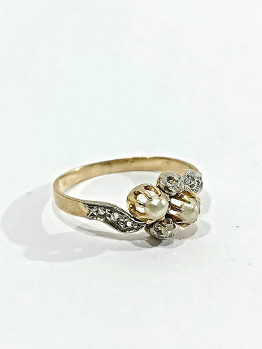Bague 52.5 Bague Toi Et Moi Or Diamants Et Perles 58 Facettes 2308/1