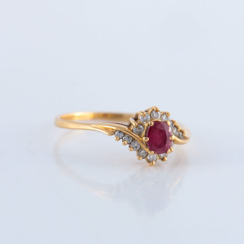 Bague 57 Bague Marguerite Rubis Diamants 58 Facettes JE140