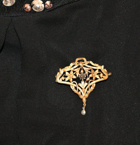 Broche Broche-Pendentif or jaune Art Nouveau 58 Facettes 447