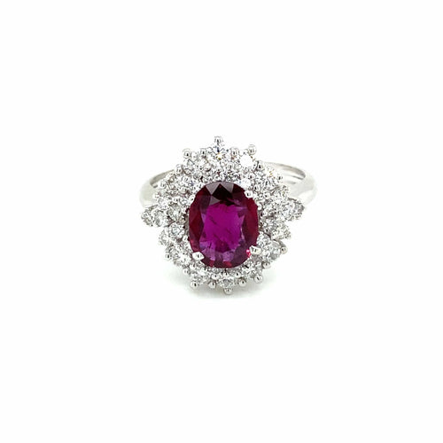 Bague Bague en grappe de diamants rubis de 1,94 carat certifiée par le domaine 58 Facettes
