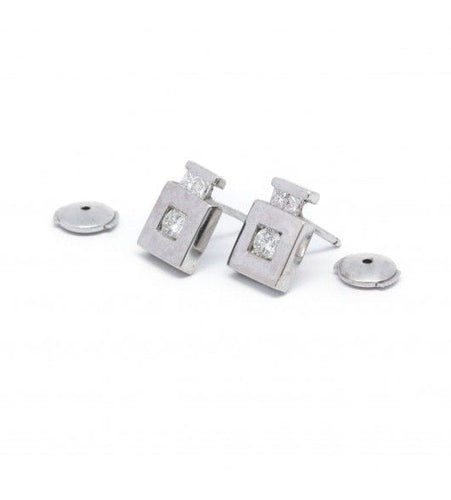 Boucles d'oreilles Blanc/Gris / Or 750 Boucles d'oreilles Diamants 58 Facettes 150010SP