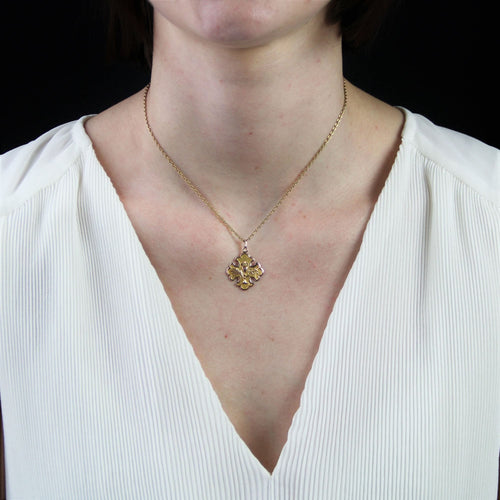 Pendentif Croix ancienne en Or rose fleur de lys 58 Facettes CVP72