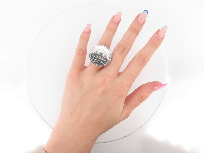 Bague 53 rare bague HERMES ex libris logo taille 53 en argent massif 925 29gr 58 Facettes 251496