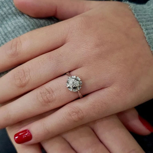 Bague Bague vintage diamant or blanc 58 Facettes