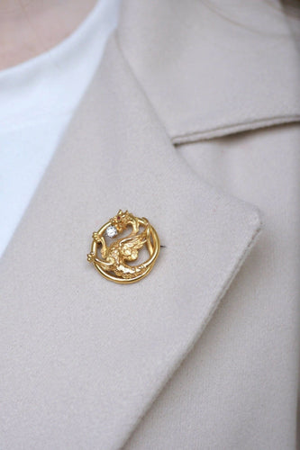 Broche Or jaune / Diamant / XIXe Siècle Broche Chimère or et diamant 58 Facettes