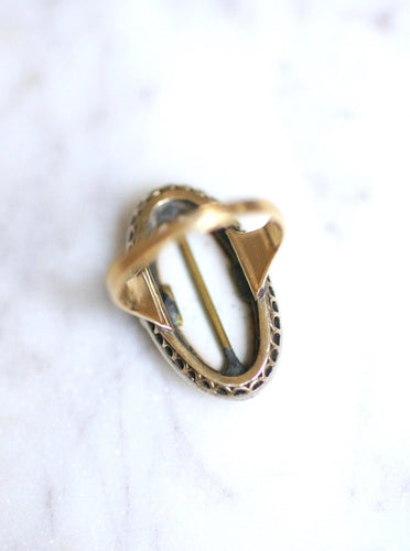 Bague Bague ancienne en or et argent, miniature sur porcelaine 58 Facettes