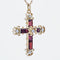 Pendentif Croix or jaune diamants grenats 58 Facettes 19-698B