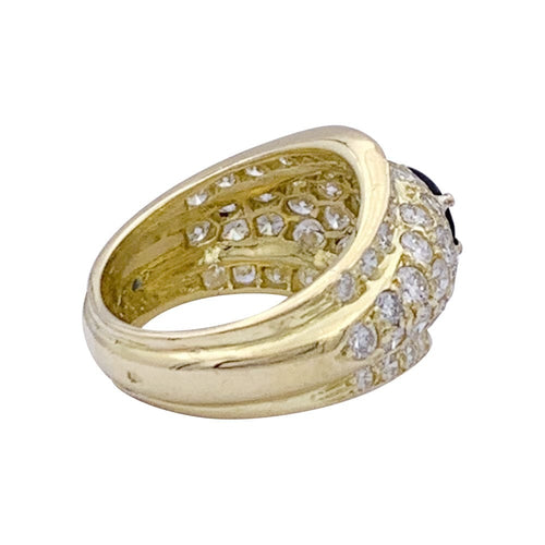 Bague 50 Bague or jaune, diamants et saphir. 58 Facettes 33326