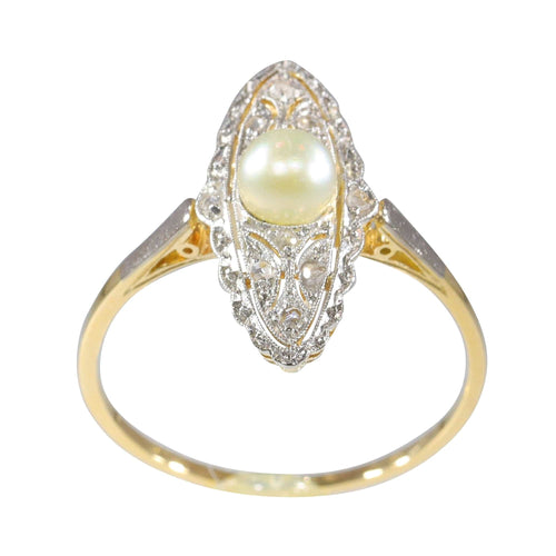 Bague 58 bague marquise diamants perles Art Déco 58 Facettes 23271-0581