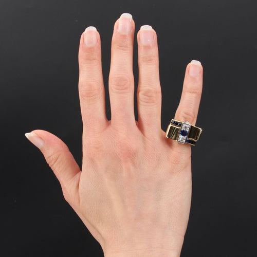 Bague 47 Bague tank saphir diamants noeud 58 Facettes 21-756