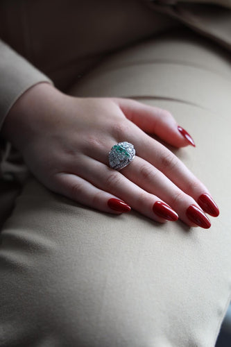 Bague 54 Bague Cocktail Or blanc Emeraude 58 Facettes 2538669CN