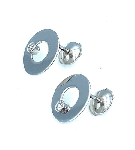 Boucles d'oreilles DINH VAN. Paire de boucles d’oreilles Cible or blanc et diamants 58 Facettes