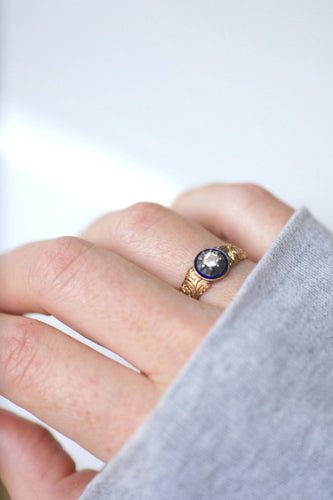 Bague Bague jonc émaillée en or et diamant 58 Facettes